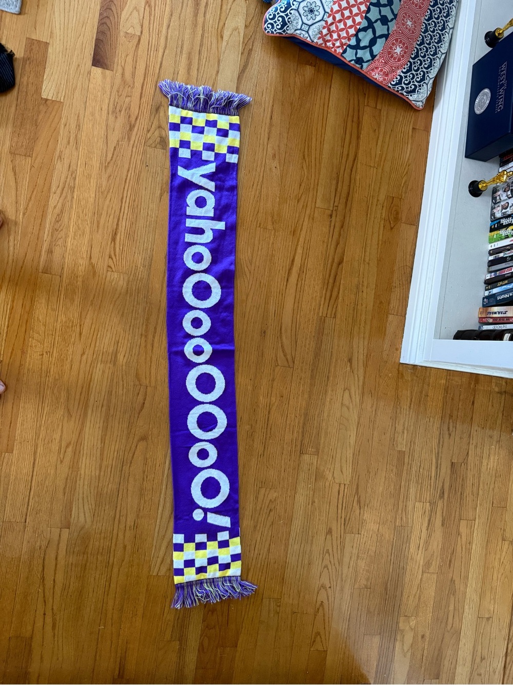 Yahoo! Purple Logo Scarf with Yellow Check Accent